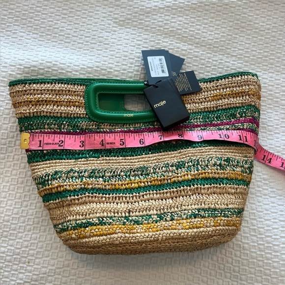 NEW Maje Mini Striped Raffia Bag - Picture 16 of 16